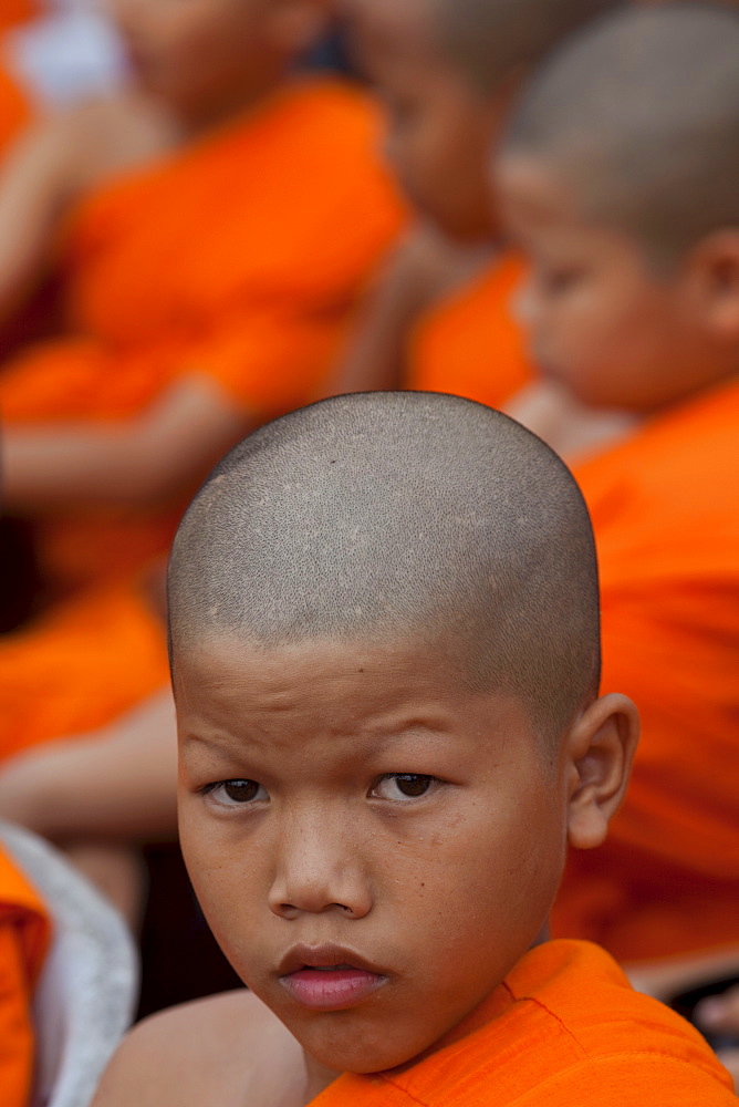 Young monk, Ayutthaya Historical Park, Ayutthaya, Thailand, Southeast Asia, Asia