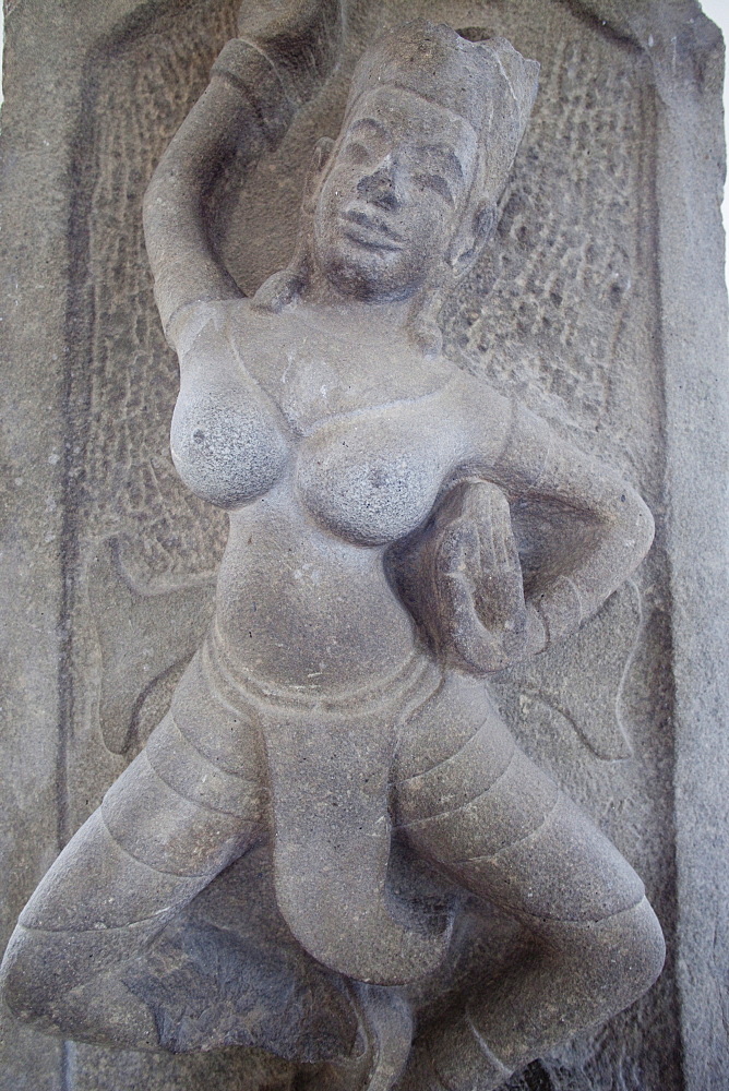 Sandstone carving of dancing girl, Museum of Cham Sculpture, Danang, Vietnam, Indochina, Southeast Asia, Asia