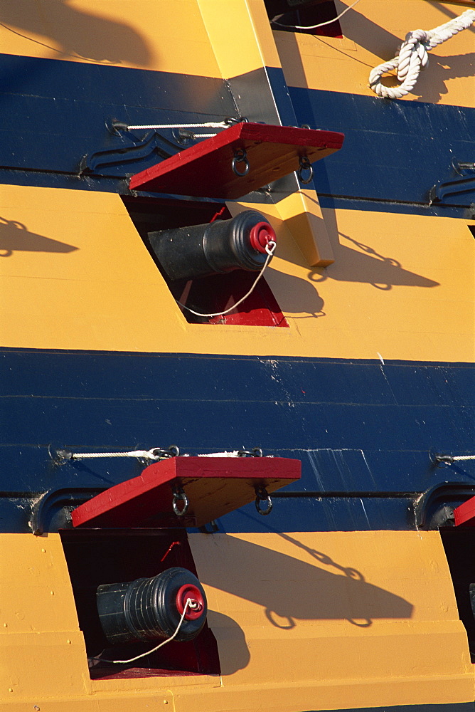 Detail of gunports, HMS Victory, Portsmouth, Hampshire, England, United Kingdom, Europe