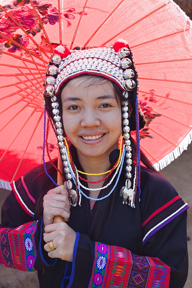 Akha hilltribe girl, Chiang Mai Flower Festival, Chiang Mai, Thailand, Southeast Asia, Asia