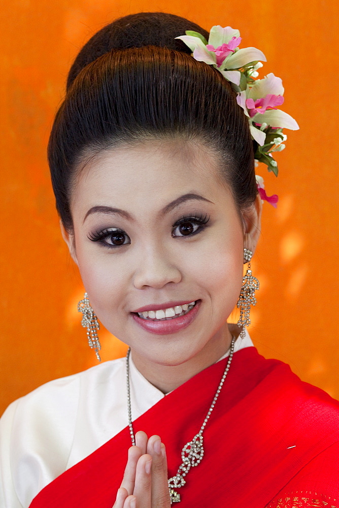 Beauty Queen in traditional Thai costume, Chiang Mai Flower Festival, Chiang Mai, Thailand, Southeast Asia, Asia