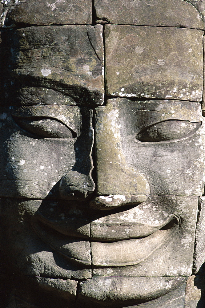 Carving of face of Lokesvara, Bayon, Angkor Thom, UNESCO World Heritage Site, Siem Reap, Cambodia, Indochina, Southeast Asia, Asia