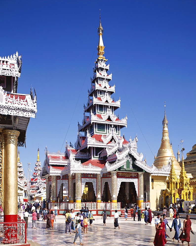 Buddhist shrines, Shwedagon Pagoda, Yangon, Myanmar (Burma), Asia