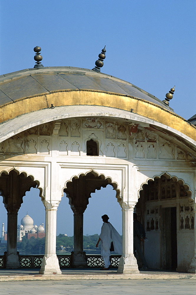 View of Taj Mahal from Agra Fort, UNESCO World Heritage Site, Agra, Uttar Pradesh, India, Asia