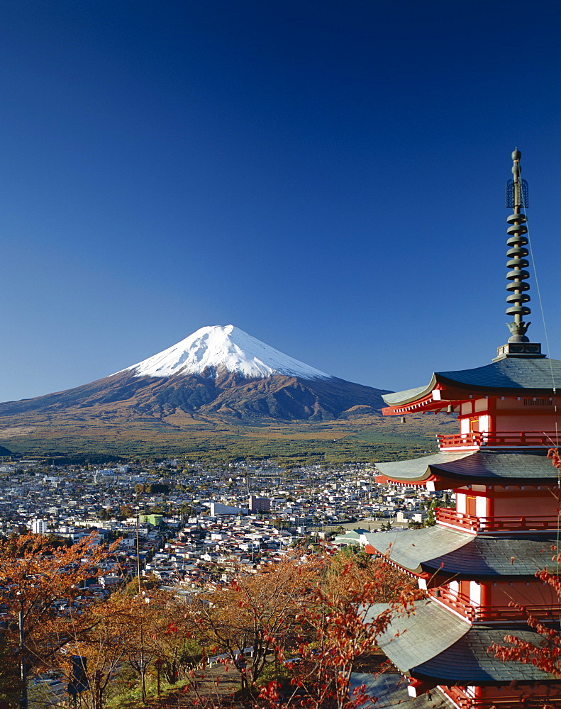 Mount Fuji and Pagoda, Honshu, Japan, Asia