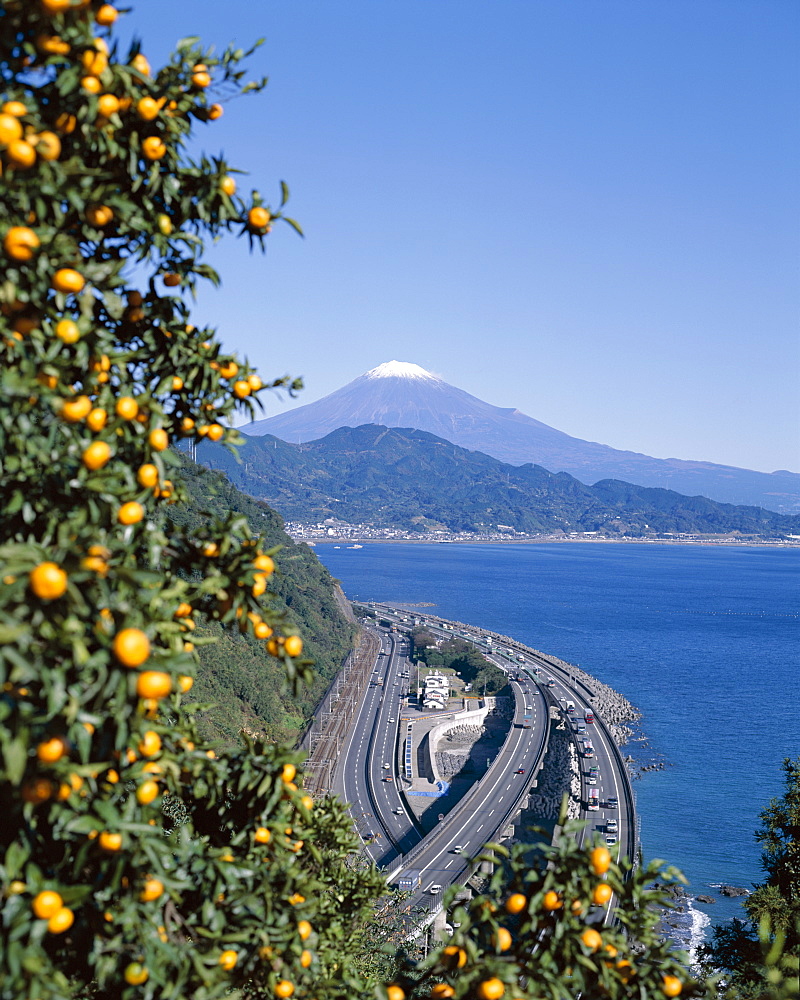 Mount Fuji and Highway, Honshu, Japan, Asia