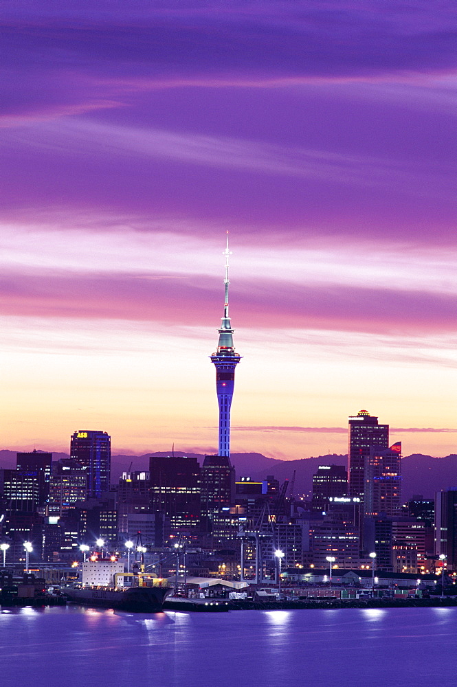 City skyline at night, Auckland, North Island, New Zealand