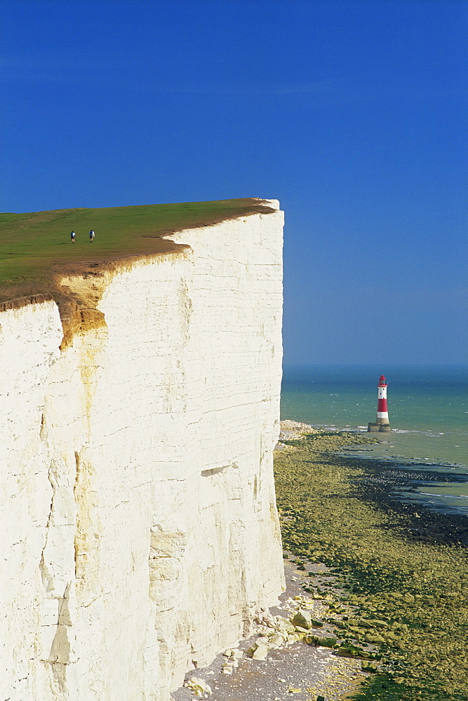 Beachy Head and lighthouse, near Eastbourne, East Sussex, England, United Kingdom, Europe