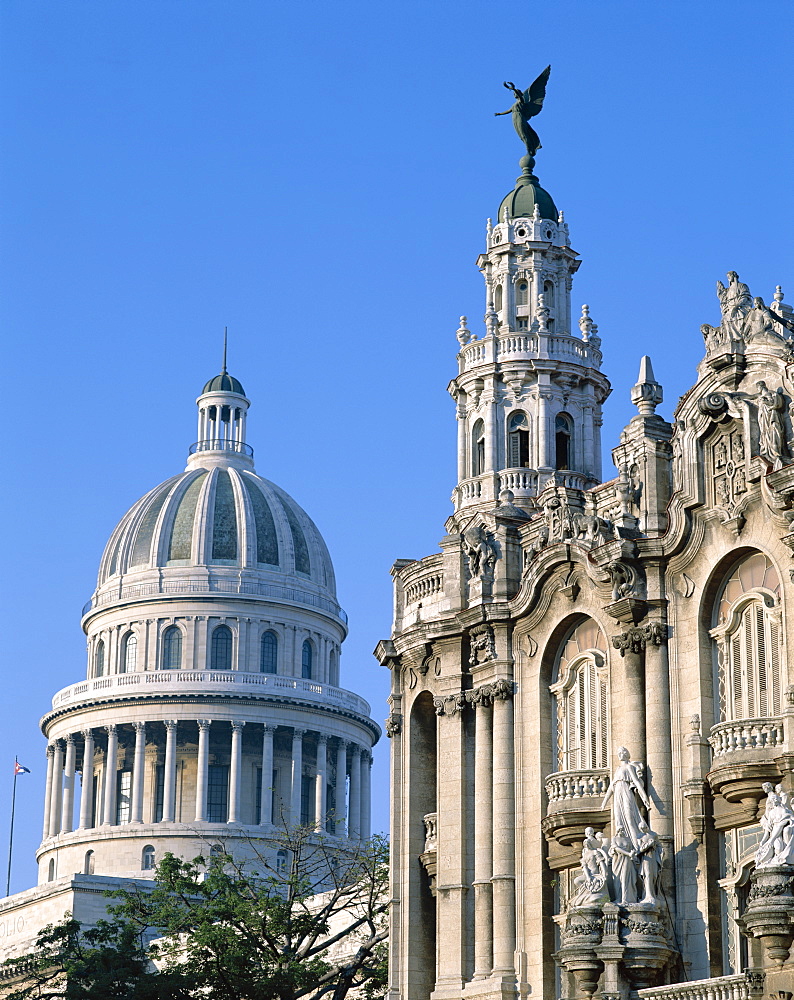 Grand Theatre and Capitol Building (Gran Teatro de La Habana and Capitolio), Havana (Habana), Cuba, West Indies, Central America