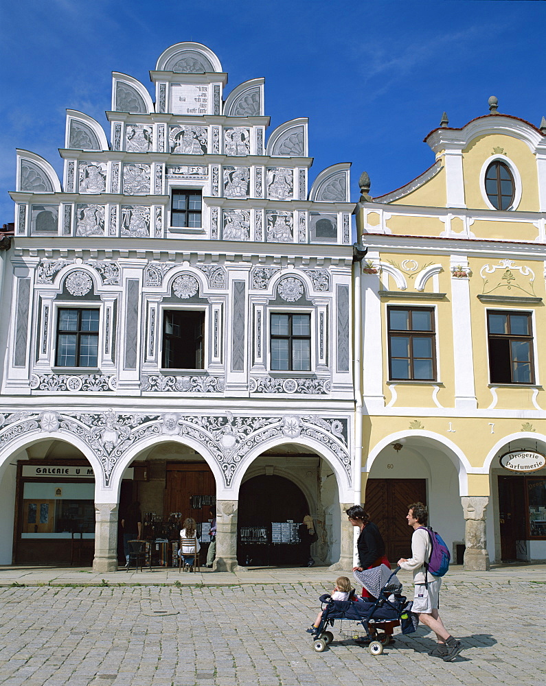 Bohemian architecture, Zacharia Hradec Square, Telc, UNESCO World Heritage Site, South Moravia, Czech Republic, Europe