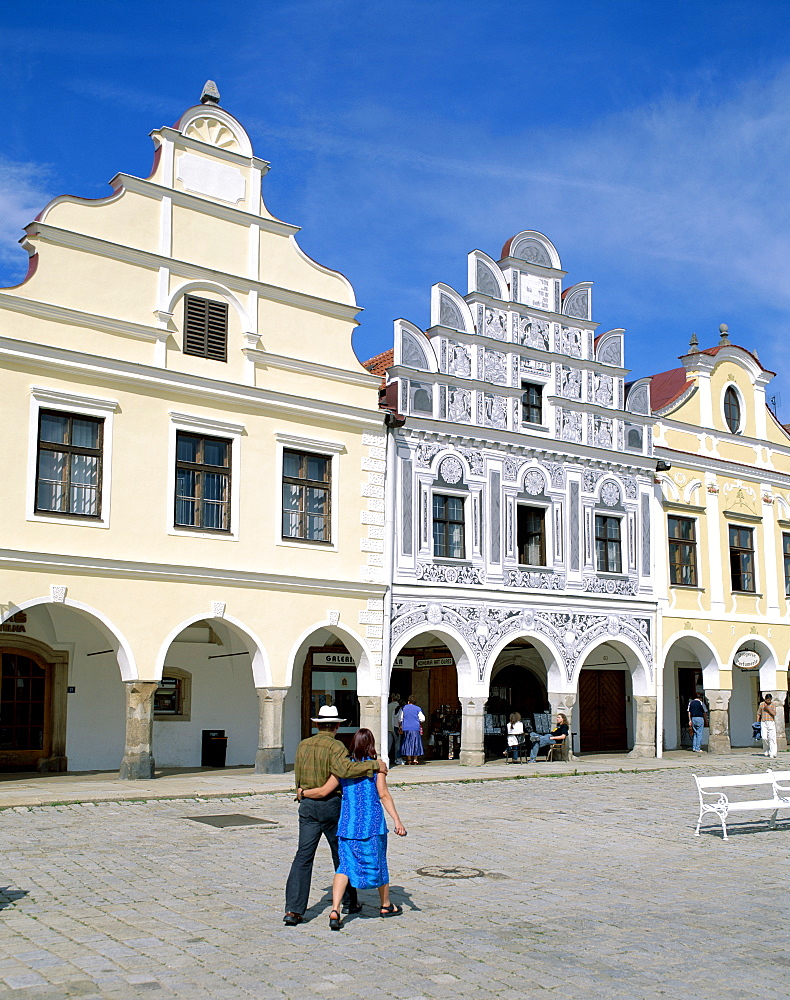 Bohemian architecture, Zacharia Hradec Square, Telc, UNESCO World Heritage Site, South Moravia, Czech Republic, Europe