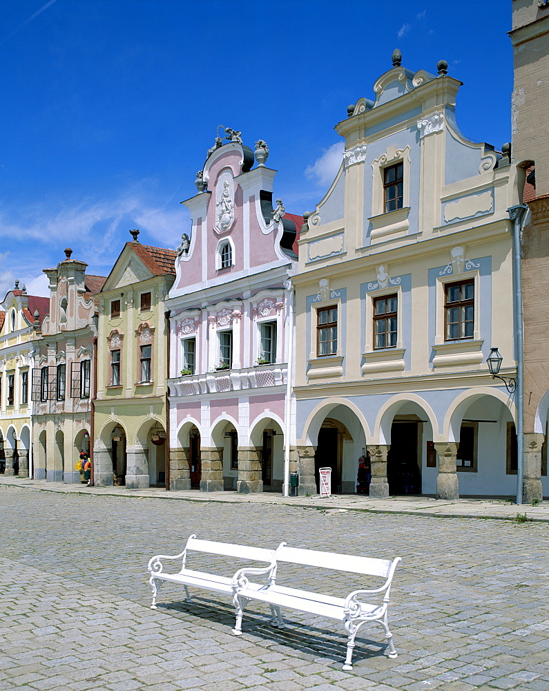 Bohemian architecture, Zacharia Hradec Square, Telc, UNESCO World Heritage Site, South Moravia, Czech Republic, Europe