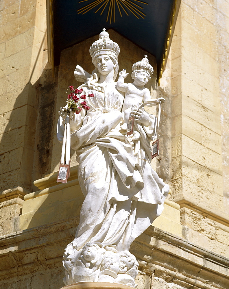 Madonna statue at the Carmelite Church, Mdina, Malta, Europe