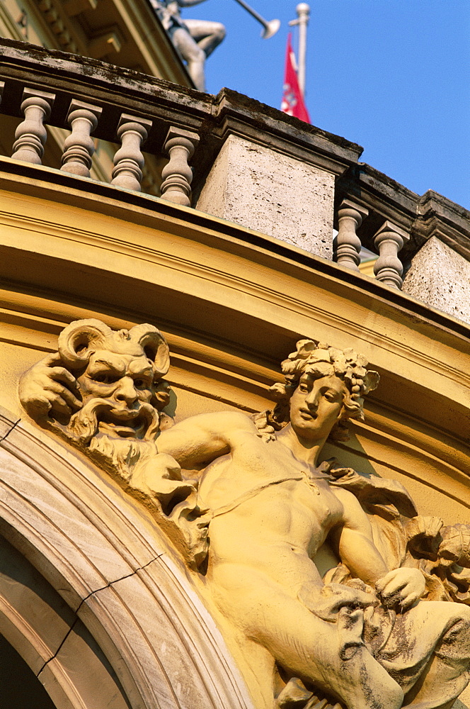 Detail, The Croatian National Theatre, Marshal Tito Square, Zagreb, Croatia, Europe