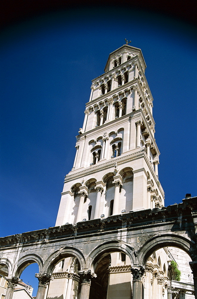 Diocletians Palace and Belfry of Cathedral of St. Domnius, UNESCO World Heritage Site, Split, Dalmatian Coast, Croatia, Europe