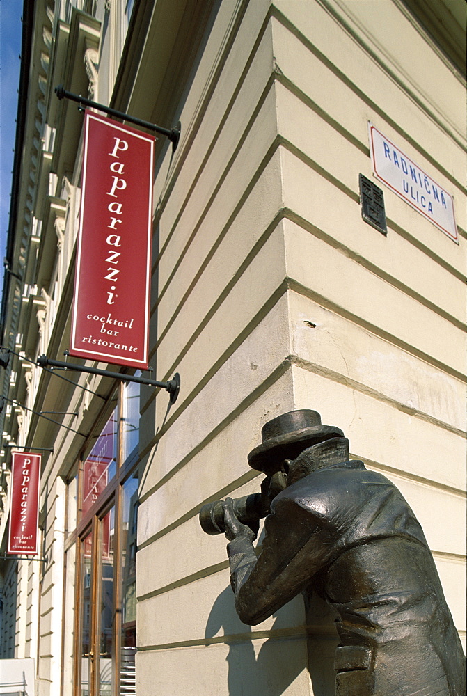 Sculpture in The Old City (Stare mesto), Bratislava, Slovakia, Europe