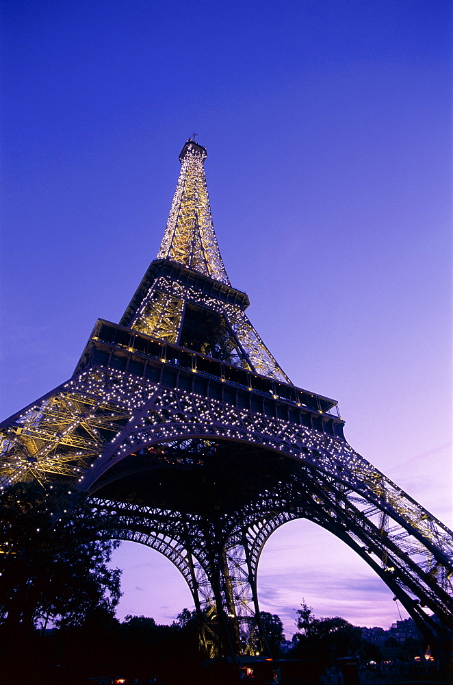 Eiffel Tower (Tour Eiffel) at night, Paris, France, Europe