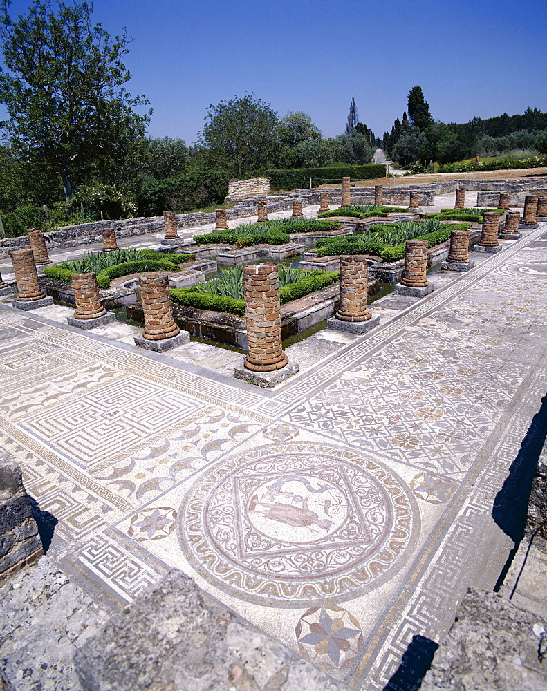 Mosaic floor, Roman ruins, Conimbriga, Portugal, Europe