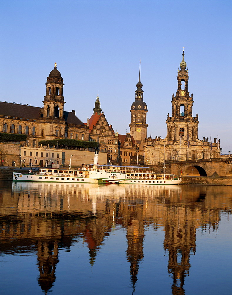 City skyline and Elbe River, Dresden, Saxony, Germany, Europe