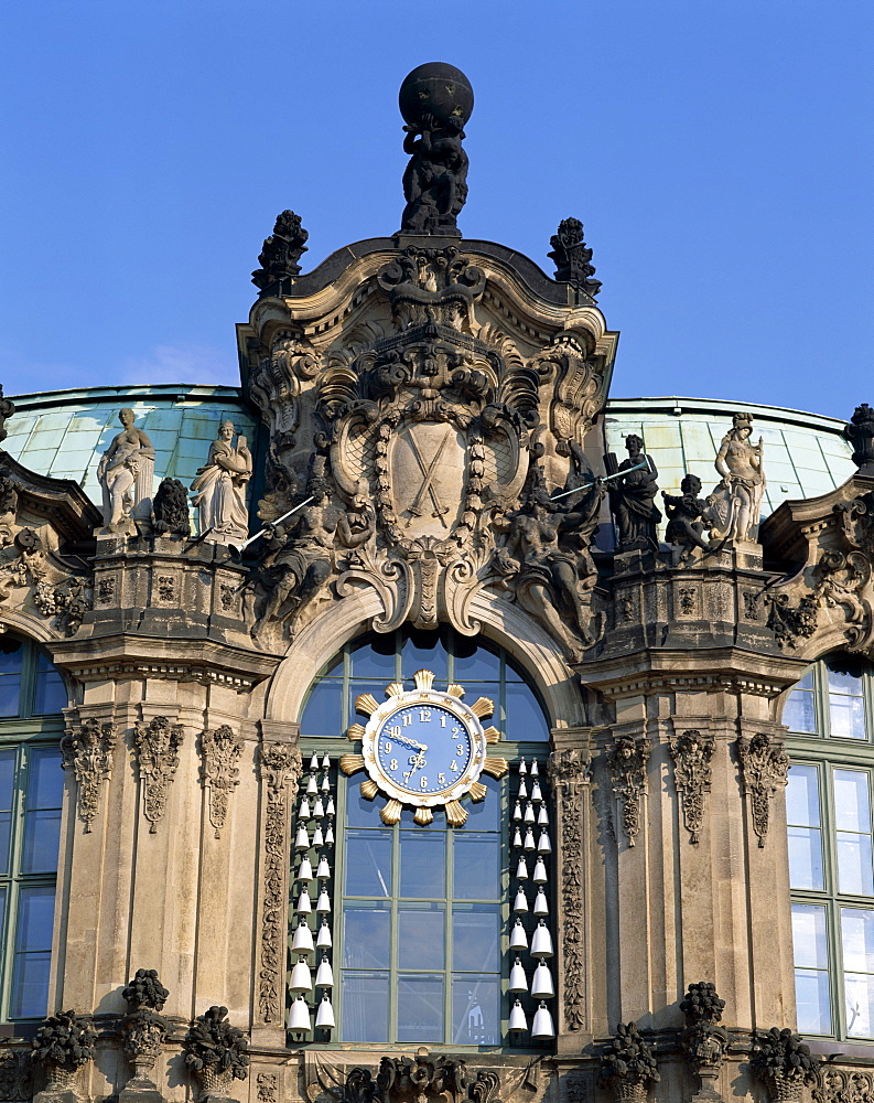 Detail of the Wallpavillon, The Zwinger, Dresden, Saxony, Germany, Europe