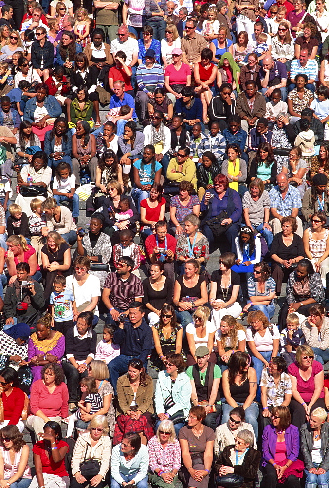 Multi-ethnic crowd at the Scoop, Southwark, London, England, United Kingdom, Europe