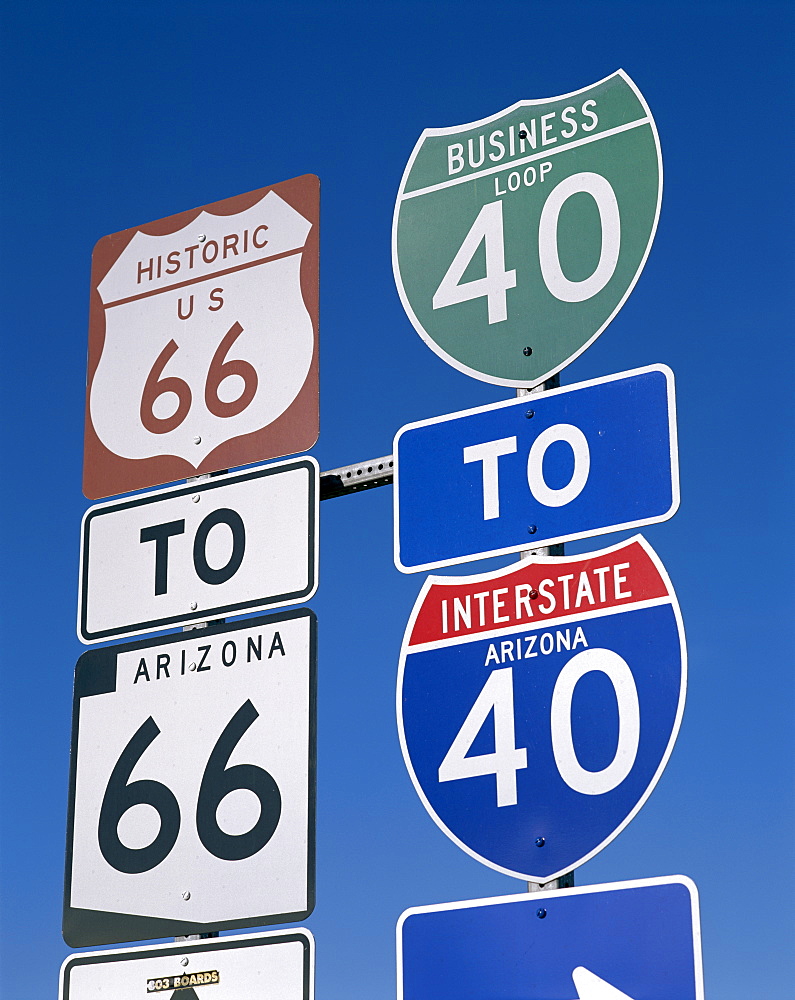 Route 66, Highway Signs, Arizona, United States of America, North America