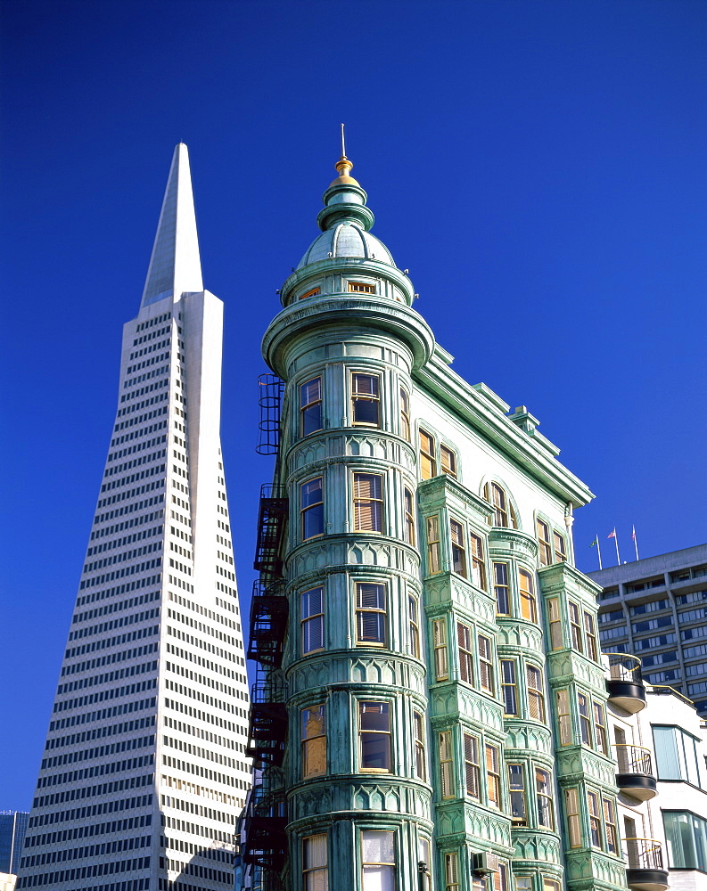 Transamerica Pyramid and Columbus Tower, San Francisco, California, United States of America, North America