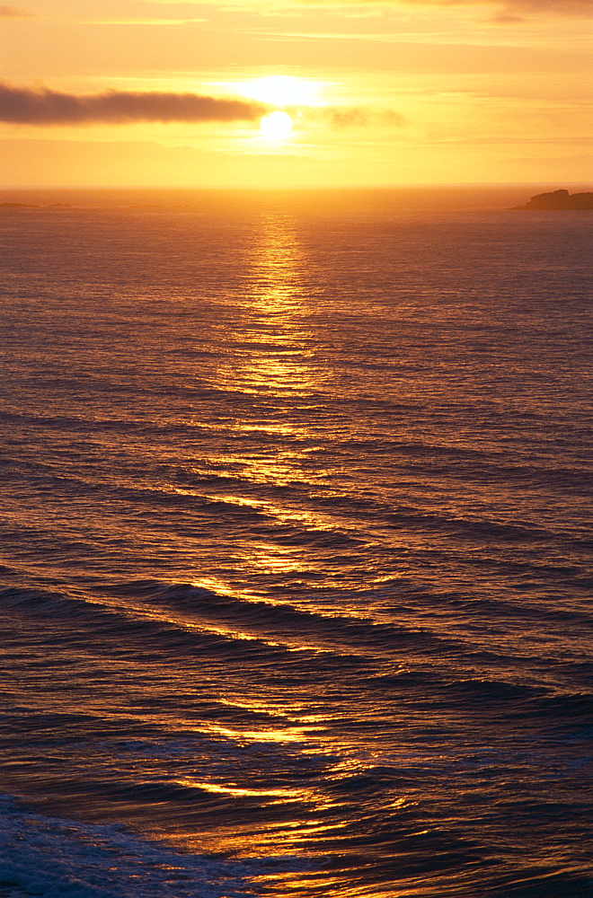 Sunset over the sea, County Antrim, Ulster, Northern Ireland, United Kingdom, Europe