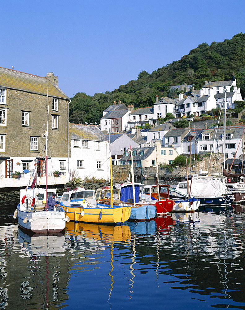 Harbour and fishing boats, Polperro, Cornwall, England, United Kingdom, Europe