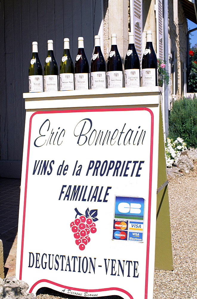 Typical Vinters wine sign, Burgundy, France, Europe