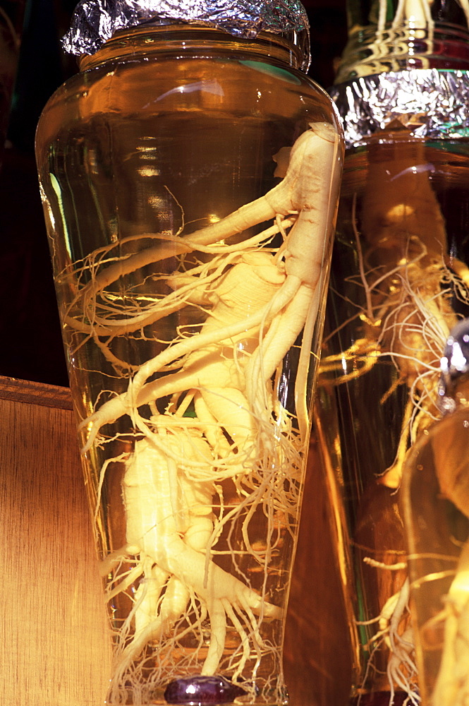 Bottled ginseng drink, Namdaemun Market, Seoul, South Korea, Asia