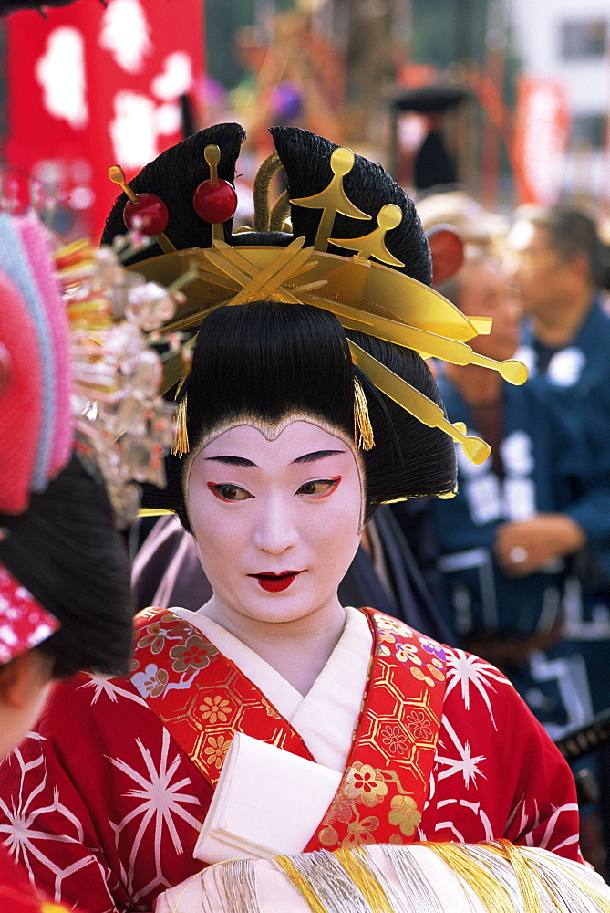 Geisha at Jidai Matsuri Festival held annually in November at Sensoji Temple Asakusa, Tokyo, Honshu, Japan, Asia