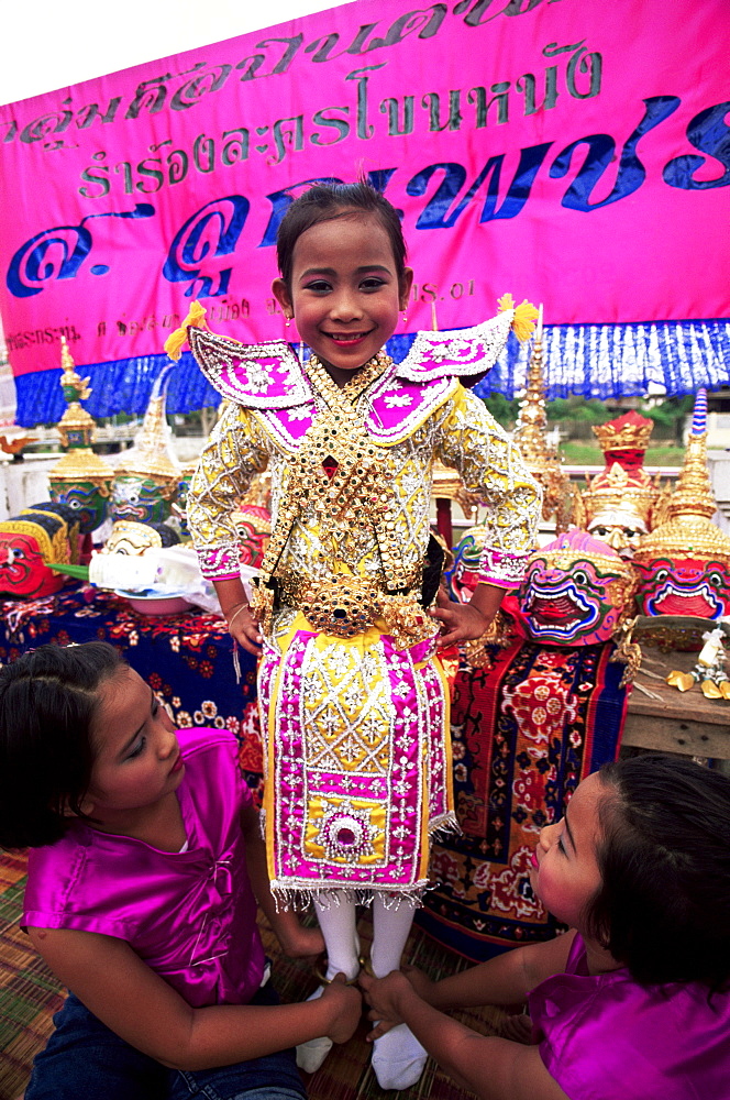 Young girl in Khon dance costume, Thailand, Southeast Asia, Asia