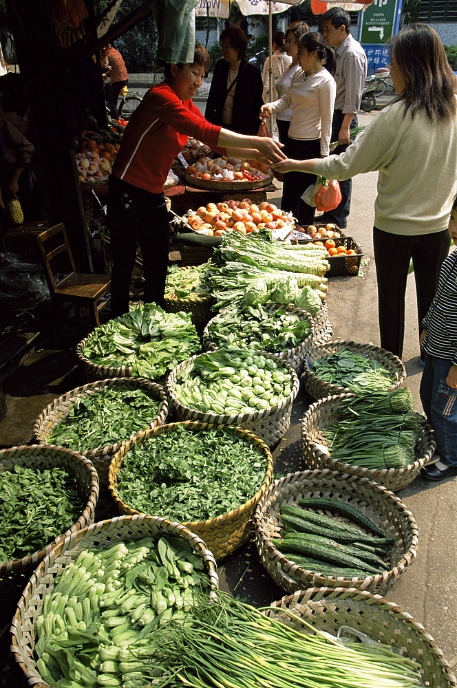 Chinese vegetables, Xiangyang Street Market, Shanghai, China, Asia