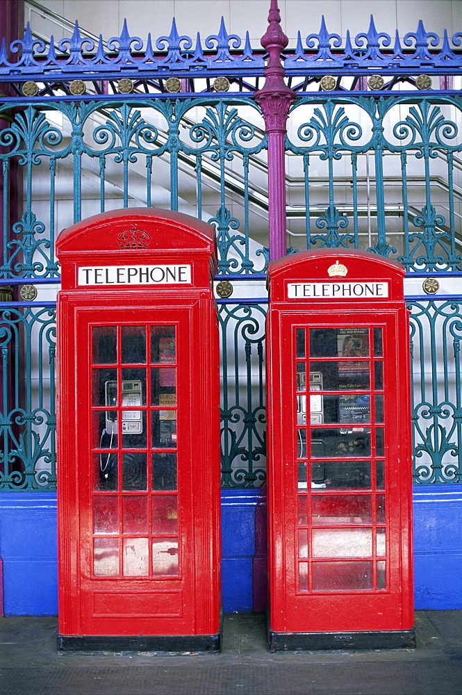 Red telephone boxes, London, England, United Kingdom, Europe