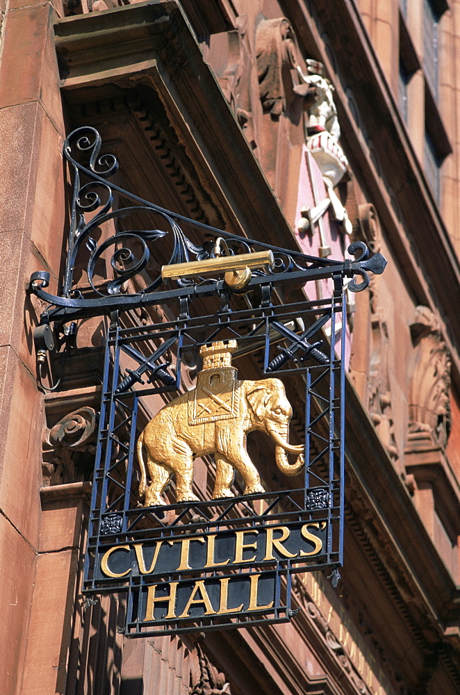 Cutlers Hall sign outside the Cutlers Livery Hall in Warwick Lane, City of London, London, England, United Kingdom, Europe