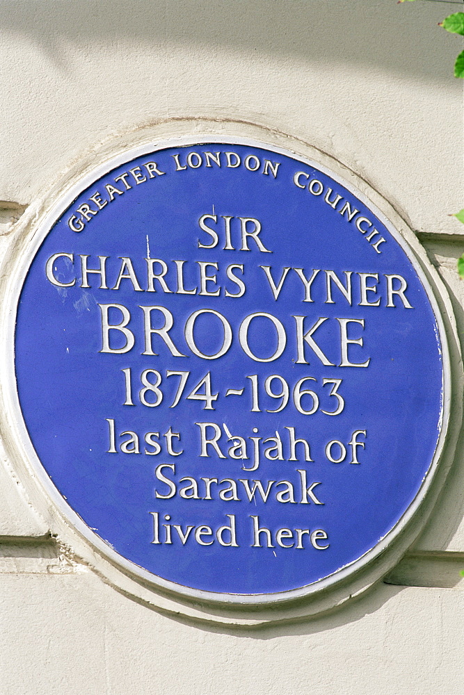 Rajah Brooke blue plaque, London, England, United Kingdom, Europe