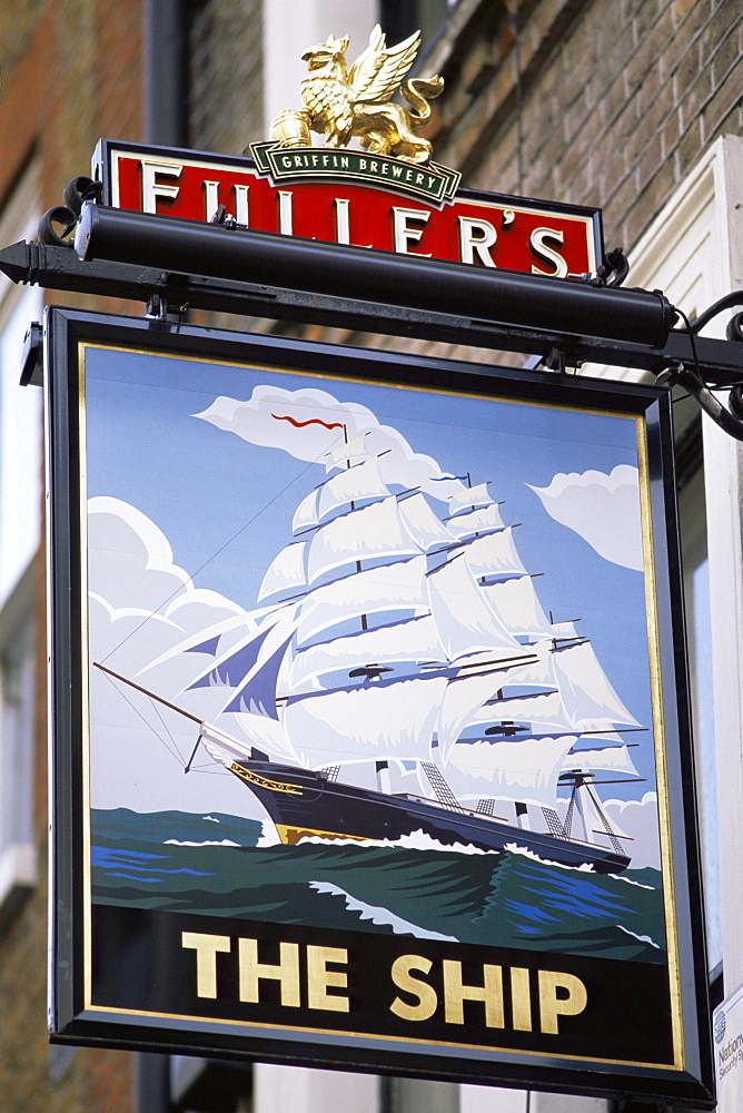 The Ship pub sign, London, England, United Kingdom, Europe
