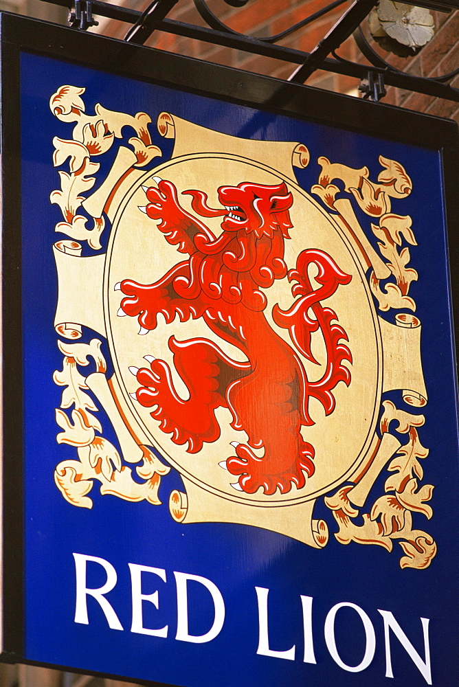 The Red Lion pub sign, London, England, United Kingdom, Europe