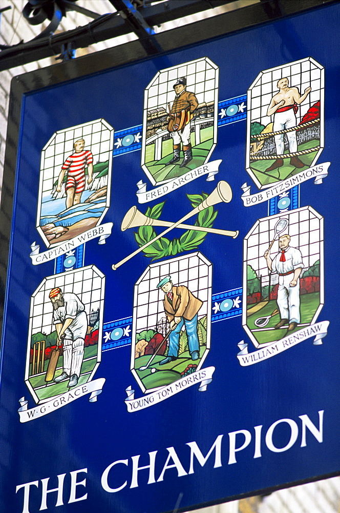 The Champion pub sign, London, England, United Kingdom, Europe