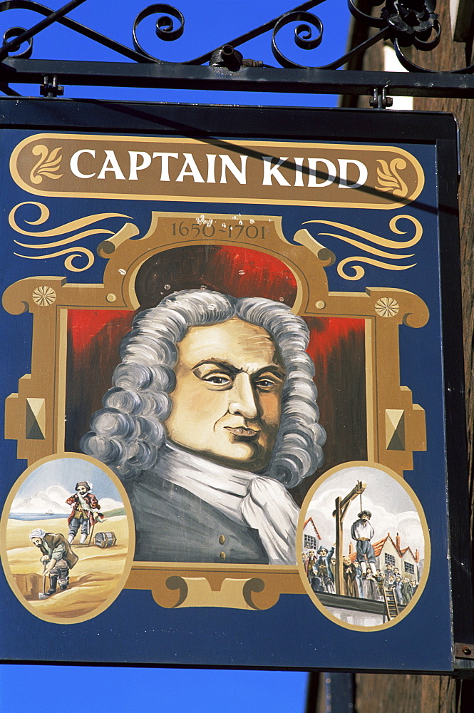 The Captain Kidd pub sign, London, England, United Kingdom, Europe