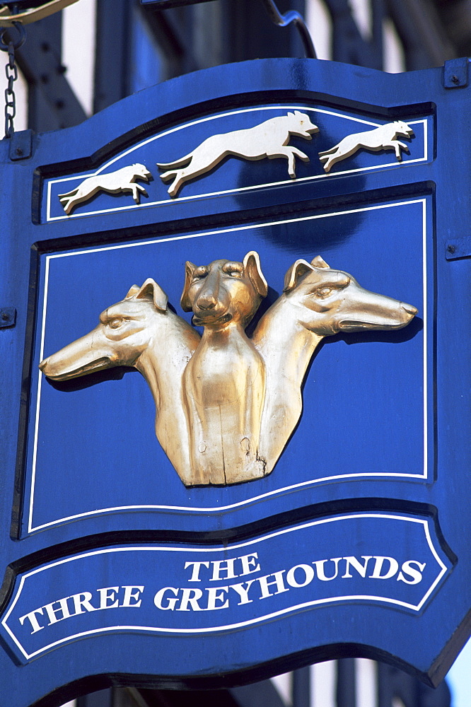 The Three Greyhounds pub sign, London, England, United Kingdom, Europe