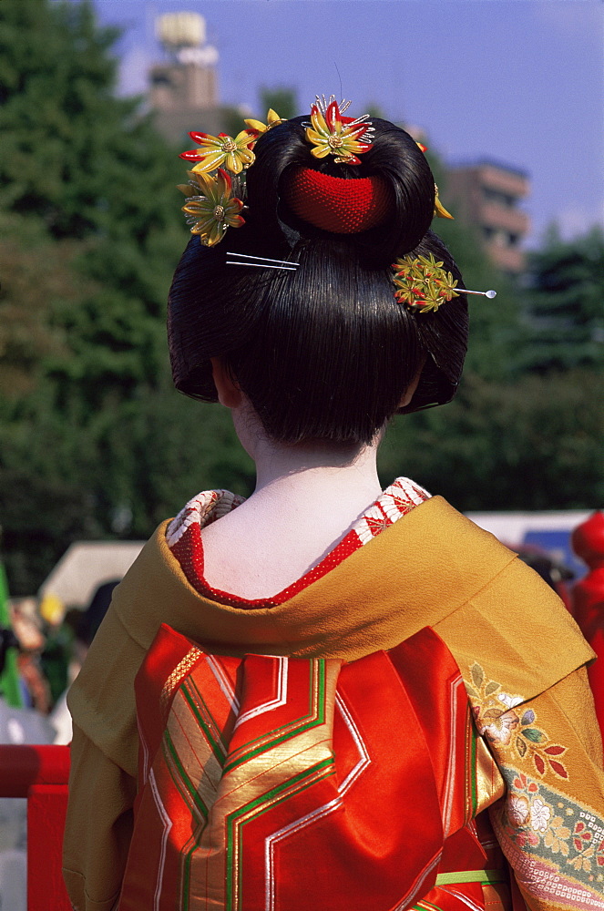 Geisha at Jidai Matsuri Festival held annually in November at Sensoji Temple, Asakusa, Tokyo, Japan, Asia