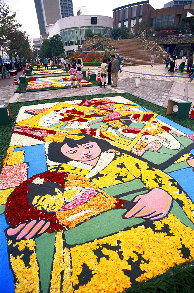 Floral display artwork at the Infiora Festival held in November, Kachidoki, Tokyo, Japan, Asia