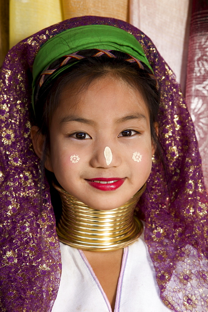 Long neck Karen girl, Chiang Rai, Golden Triangle, Thailand, Southeast Asia, Asia