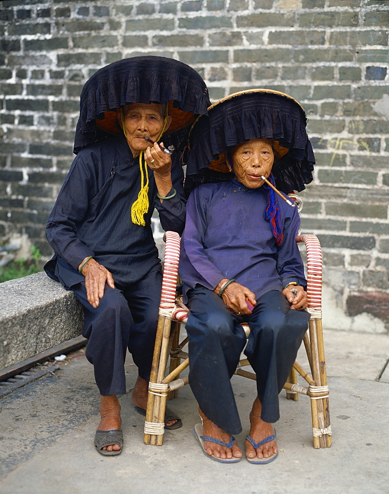 Hakka women at the Kam Tin Walled Village, New Territories, Hong Kong, China, Asia