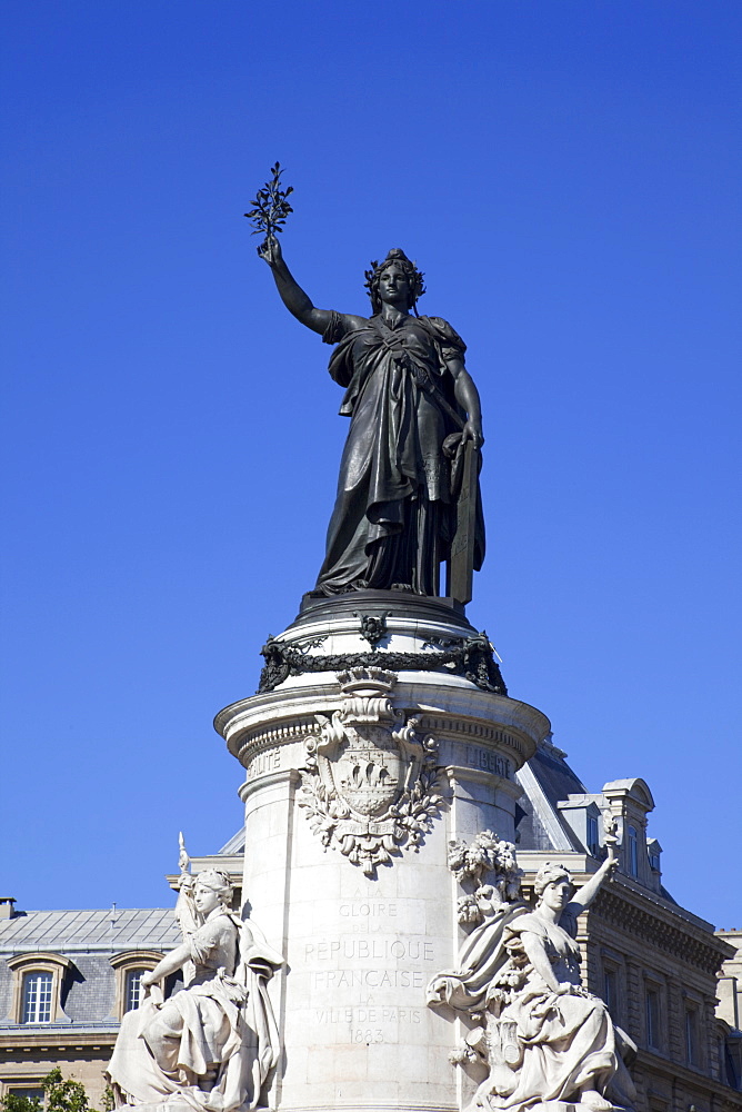 Republic Statue by Leopold Morice, Place de la Republique, Paris, France, Europe