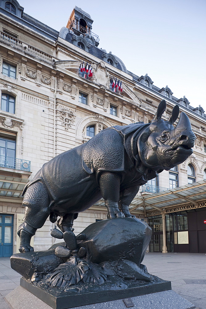 Rhinoceros sculpture by Alfred Jacquemart, Musee d'Orsay, Paris, France, Europe