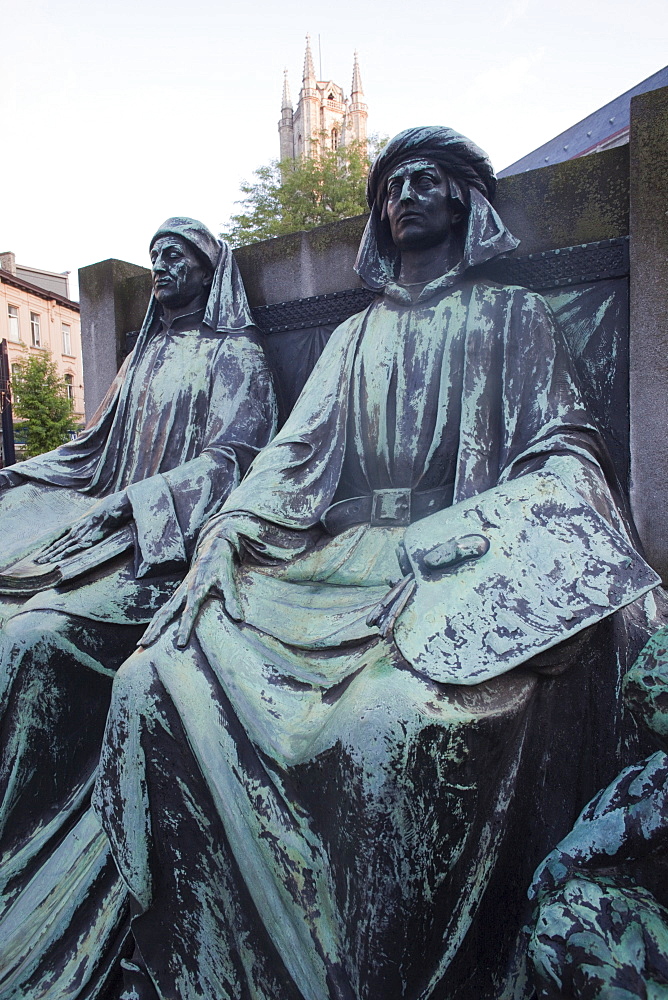 Statue of the Van Eyck Brothers, Ghent, Belgium, Europe