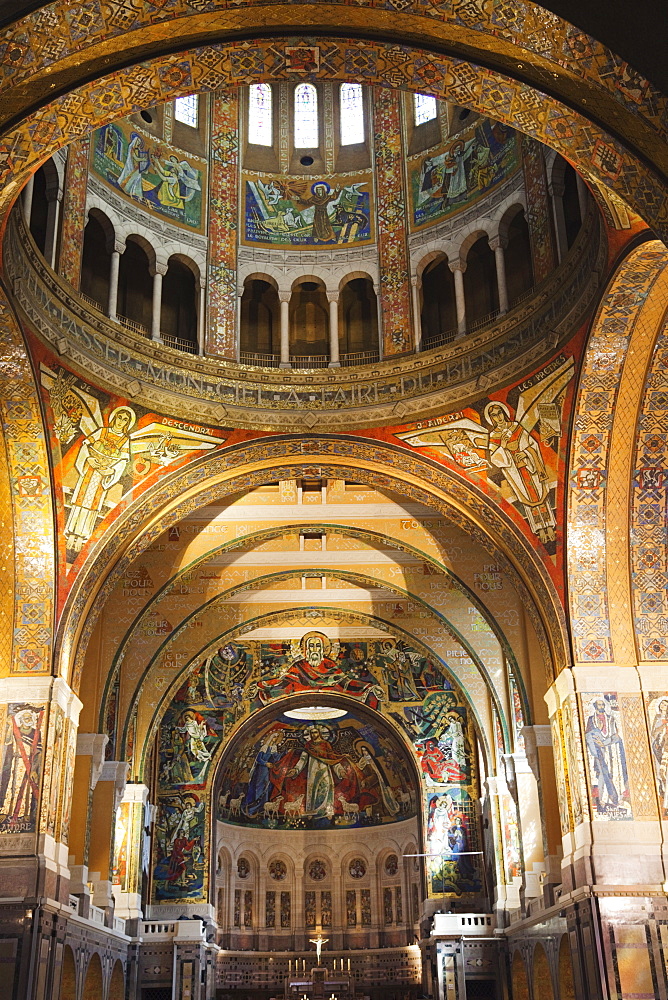 Interior, Basilica of Saint Theresa, Lisieux, Normandy, France, Europe